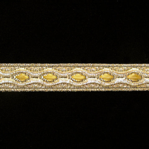 846.9 Trapunto gold metallic galloon narrow 5/8" (16mm) - Palladia Passementerie
 - 1