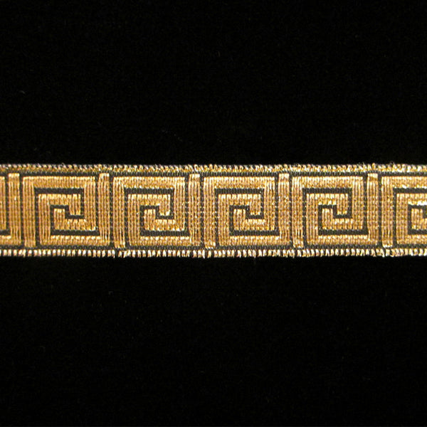 847.2 Greek key metallic galloon black/gold 5/8" (15mm) - Palladia Passementerie
 - 1