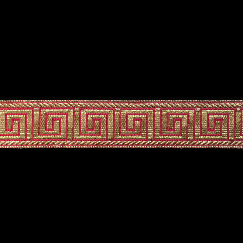 847.8 Greek key metallic galloon red/gold 1" (25mm)