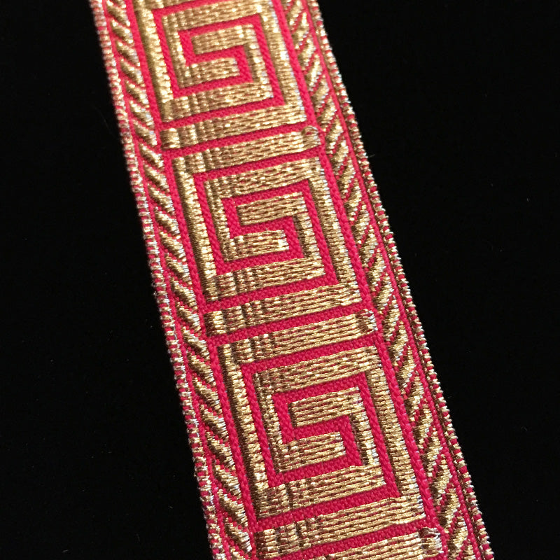 847.8 Greek key metallic galloon red/gold 1" (25mm)