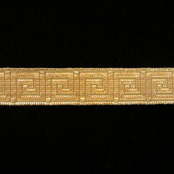 847.1 Greek key metallic galloon olive/gold 5/8" (15mm) - Palladia Passementerie
 - 1