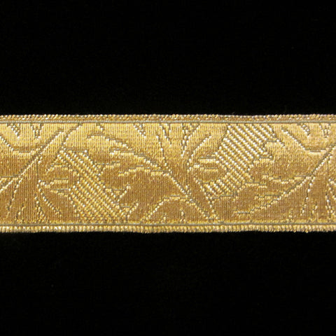 850.1 Oak Leaf metallic galloon antique gold 1-⅛" (28mm) - Palladia Passementerie
