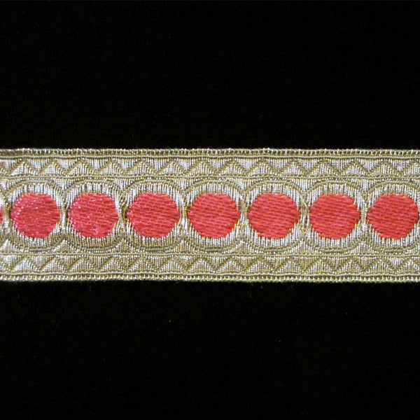 856.1 Red dot metallic galloon 1" (25mm) - Palladia Passementerie
 - 1