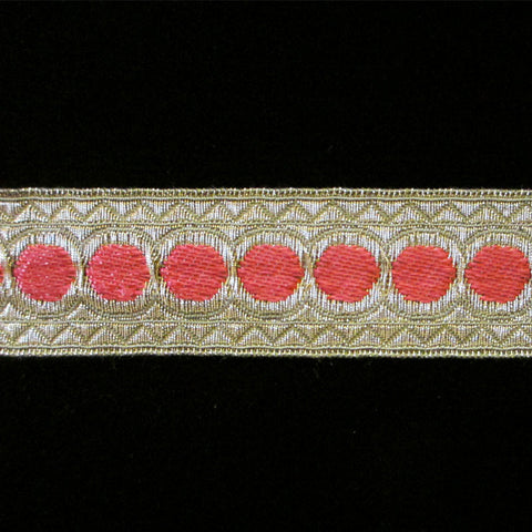 856.1 Red dot metallic galloon 1" (25mm) - Palladia Passementerie
 - 1