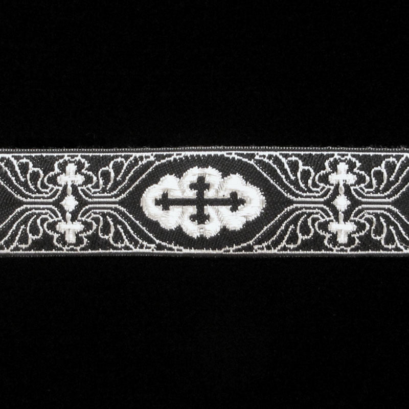 862 Gothic jacquard trim black/white 1" (25mm) - Palladia Passementerie
 - 1