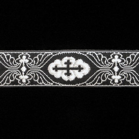 862 Gothic jacquard trim black/white 1" (25mm) - Palladia Passementerie
 - 1