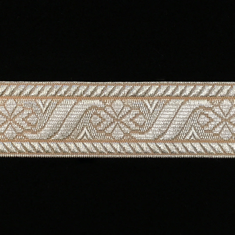 871.4 Metallic galloon trim - "Scroll" bright silver 1-1/8" (30mm)