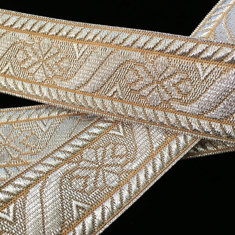 871.4 Metallic galloon trim - "Scroll" bright silver 1-1/8" (30mm)